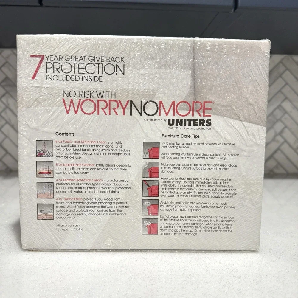 WorryNoMore Uniters Furniture Care Kit Leather Fabric Wood Cleaner NEW Sealed
